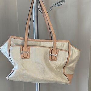 Coach Shimmering Silver and Tan Tote